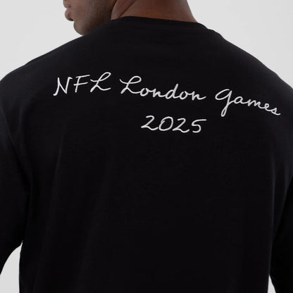 The Male model is wearing Minnesota Vikings NFL International Series Games 2025 Black Premium T-Shirt 5