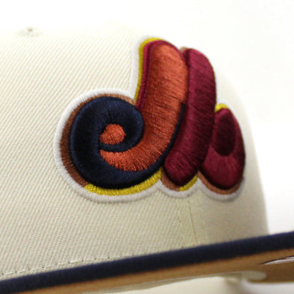 Montreal Expos 25TH Anniversary New Era Fitted 59Fifty Hat (CHROME WHITE NIGHT SHIFT NAVY LIGHT BRONZE Underbrim)