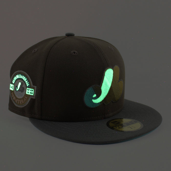 Montreal Expos Club De BaseBall Montreal New Era Fitted 59Fifty Hat (Walnut Pewter and Pine Needle Under Brim)