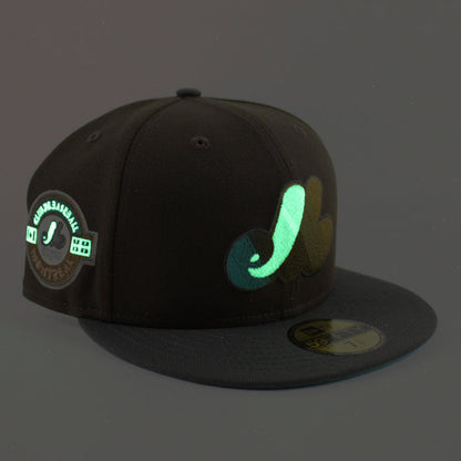 Montreal Expos Club De BaseBall Montreal New Era Fitted 59Fifty Hat (Walnut Pewter and Pine Needle Under Brim)