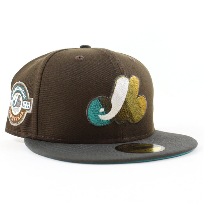 Montreal Expos Club De BaseBall Montreal New Era Fitted 59Fifty Hat (Walnut Pewter and Pine Needle Under Brim)