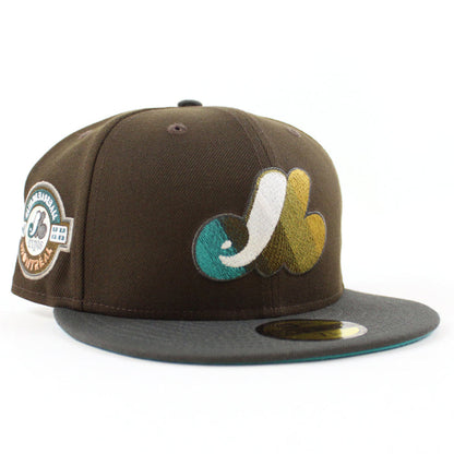 Montreal Expos Club De BaseBall Montreal New Era Fitted 59Fifty Hat (Walnut Pewter and Pine Needle Under Brim)
