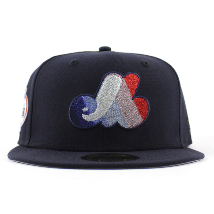 Montreal Expos Expos Patch New Era Fitted 59Fifty Hat (Navy Gray Underbrim)