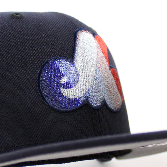 Montreal Expos Expos Patch New Era Fitted 59Fifty Hat (Navy Gray Underbrim)