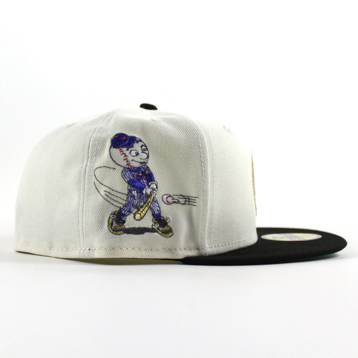 Mr Mets New Era 59Fifty Fitted Hat (Chrome White Black Green Under Brim)