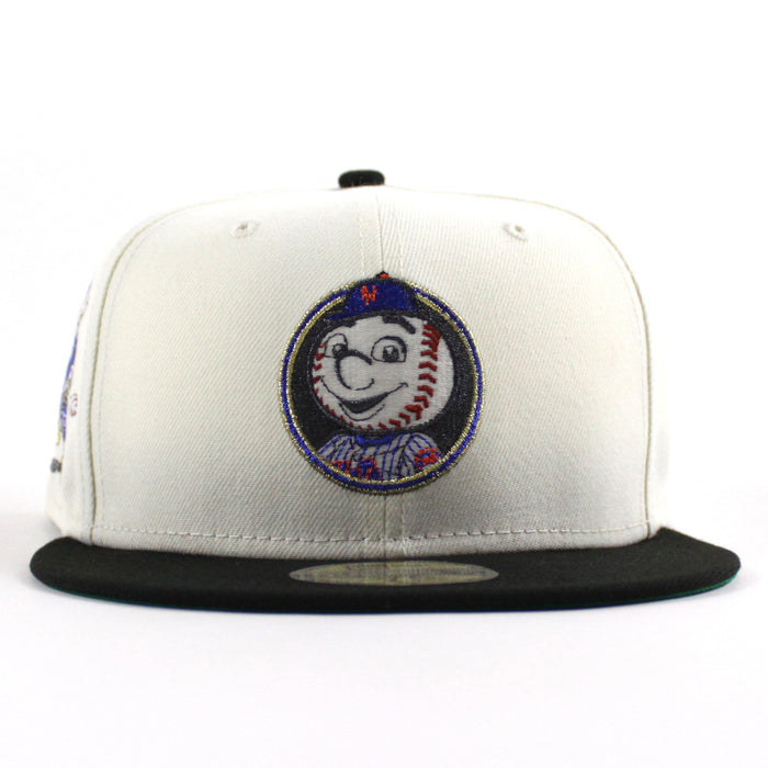 Mr Mets New Era 59Fifty Fitted Hat (Chrome White Black Green Under Brim)