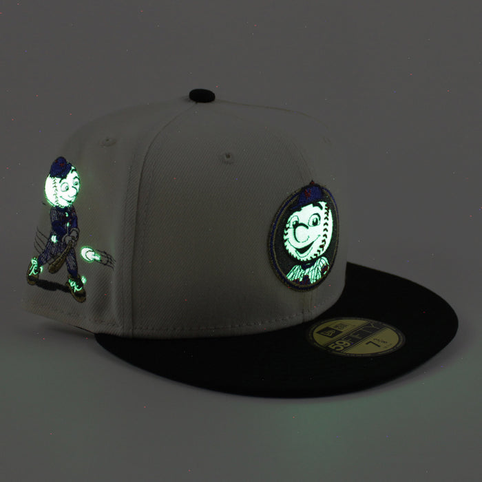 Mr Mets New Era 59Fifty Fitted Hat (Chrome White Black Green Under Brim)