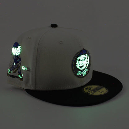 Mr Mets New Era 59Fifty Fitted Hat (Chrome White Black Green Under Brim)