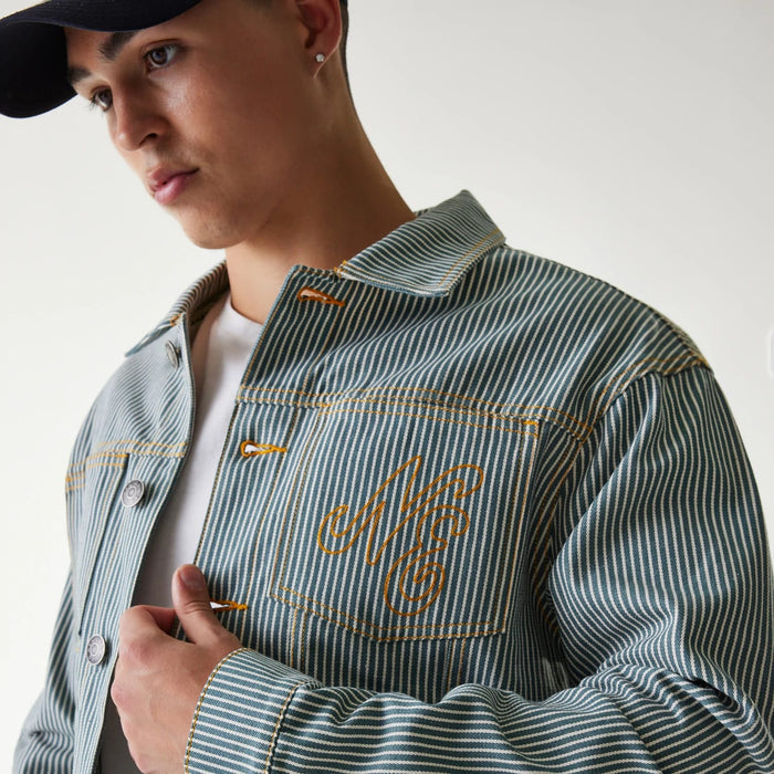 The Male model is wearing New Era Blue Denim Jacket 4