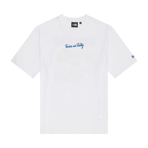 The Male model is wearing New Era Burger Graphic White Oversized T-Shirt 1
