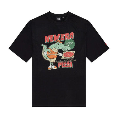 The Male model is wearing New Era Character Graphic Black Oversized T-Shirt 1