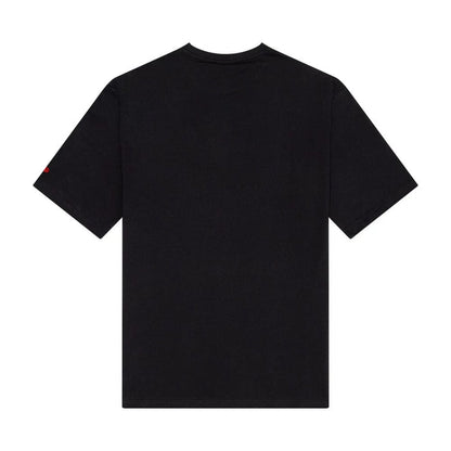 The Male model is wearing New Era Character Graphic Black Oversized T-Shirt 2