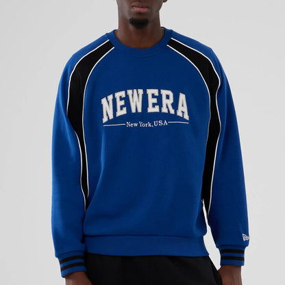 The Male model is wearing New Era Colour Block Navy Crew Neck Sweater 5