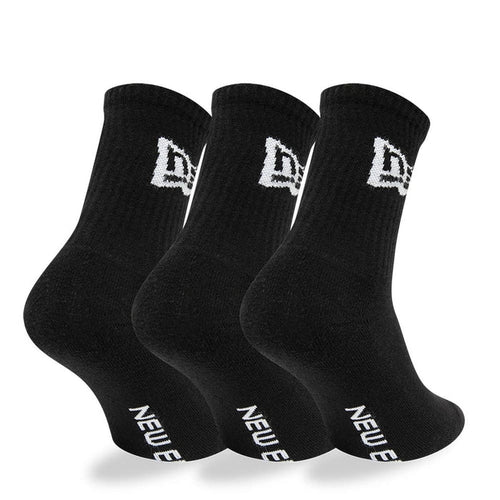 This is a New Era Flag 3 Pack Crew Black Socks 1