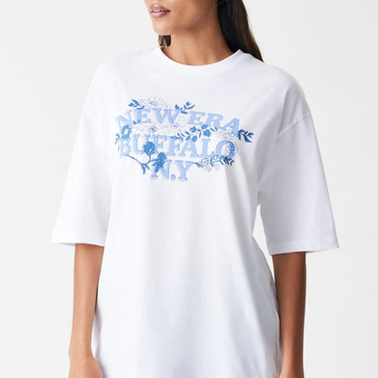 The Male model is wearing  New Era Floral White Oversized T-Shirt 6