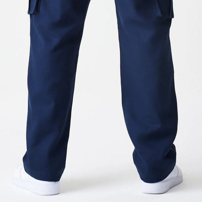 The Male model is wearing  New Era Navy Straight Leg Cargo Trousers 7