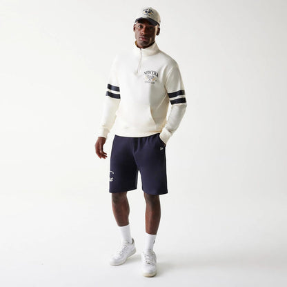 The Male model is wearing New Era Open White Oversized 1/4 Zip Sweater 8