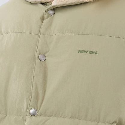 The Male model is wearing  New Era Organic Boa Neck Khaki Gilet 5