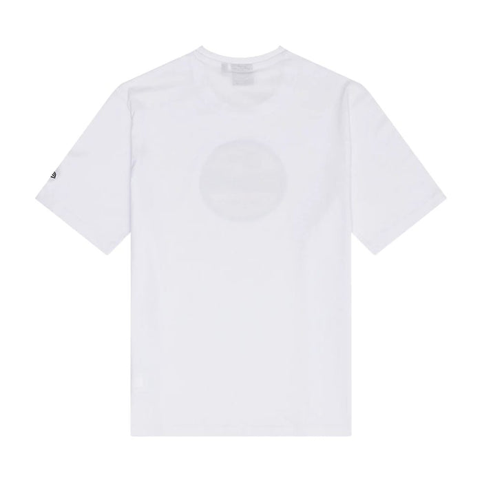 The Male model is wearing New Era Sticker Graphic White T-Shirt 2