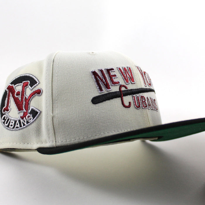 New York Cubans New Era 59Fifty Fitted Hat (Chrome White Black Green Under Brim)
