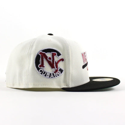 New York Cubans New Era 59Fifty Fitted Hat (Chrome White Black Green Under Brim)