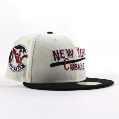 New York Cubans New Era 59Fifty Fitted Hat (Chrome White Black Green Under Brim)