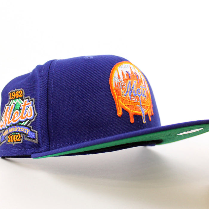 New York (Drippy Logo) 25th Anniversary New Era 59Fifty Fitted Hat (Royal Blue Green Under Brim)
