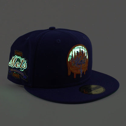 New York (Drippy Logo) 25th Anniversary New Era 59Fifty Fitted Hat (Royal Blue Green Under Brim)