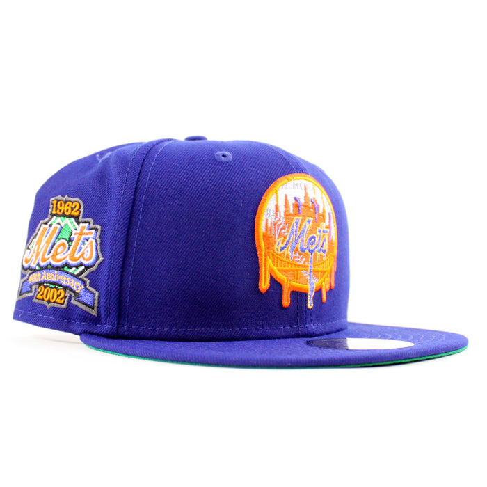 New York (Drippy Logo) 25th Anniversary New Era 59Fifty Fitted Hat (Royal Blue Green Under Brim)