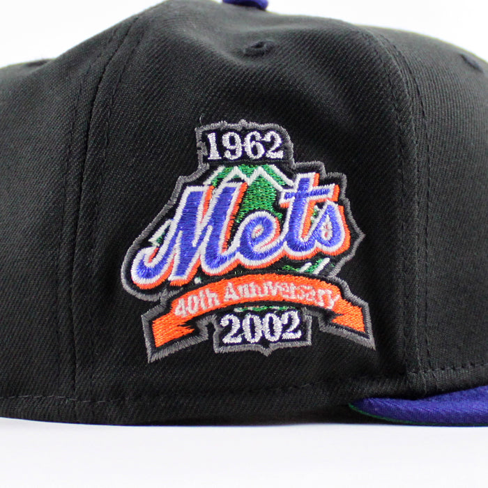 New York ( Drippy Logo )Mets 40th Anniversary New Era 59Fifty Fitted Hat (Black Royal Blue Green Under Brim)