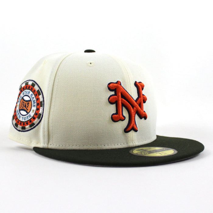 NEW YORK GIANTS 1942 All Star Game 59Fifty New Era Fitted Hat (Chrome White SeaWeed Green Gray Under Brim)