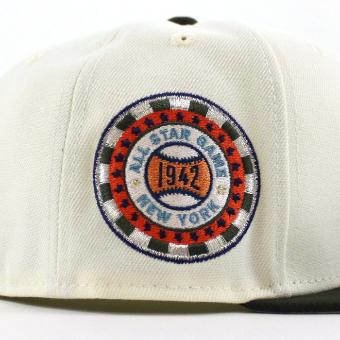 NEW YORK GIANTS 1942 All Star Game 59Fifty New Era Fitted Hat (Chrome White SeaWeed Green Gray Under Brim)