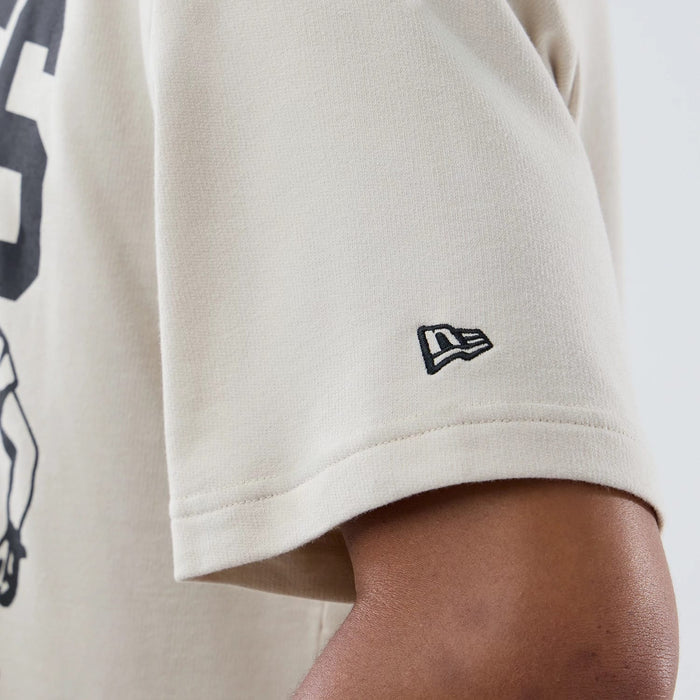 The Male model is wearing New York Giants NFL Throwback Prep Light Beige T-Shirt 6