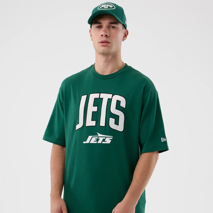 The Male model is wearing New York Jets NFL International Series Games Green Oversized T-Shirt 6