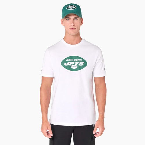 The Male model is wearing New York Jets NFL White T-Shirt 1