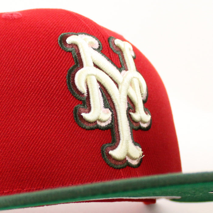 New York Mets 40TH ANNIVERSARY 1962-2002 New Era 59Fifty Fitted Hat (Scarlet Cilantro Green Under Brim)