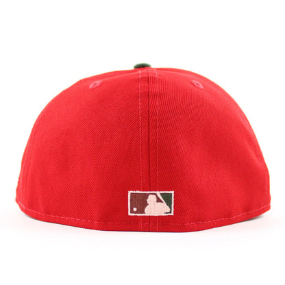 New York Mets 40TH ANNIVERSARY 1962-2002 New Era 59Fifty Fitted Hat (Scarlet Cilantro Green Under Brim)