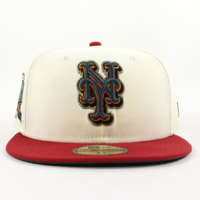 New York Mets 40TH Anniversary New Era 59Fifty Fitted Hat (CHROME WHITE PINOT RED PINE NEEDLE GREEN Under Brim)