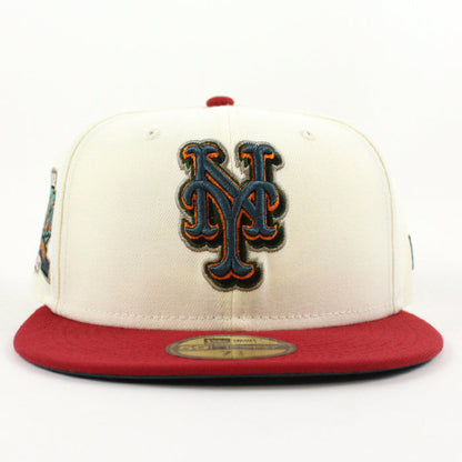New York Mets 40TH Anniversary New Era 59Fifty Fitted Hat (CHROME WHITE PINOT RED PINE NEEDLE GREEN Under Brim)