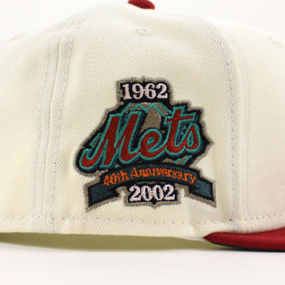 New York Mets 40TH Anniversary New Era 59Fifty Fitted Hat (CHROME WHITE PINOT RED PINE NEEDLE GREEN Under Brim)