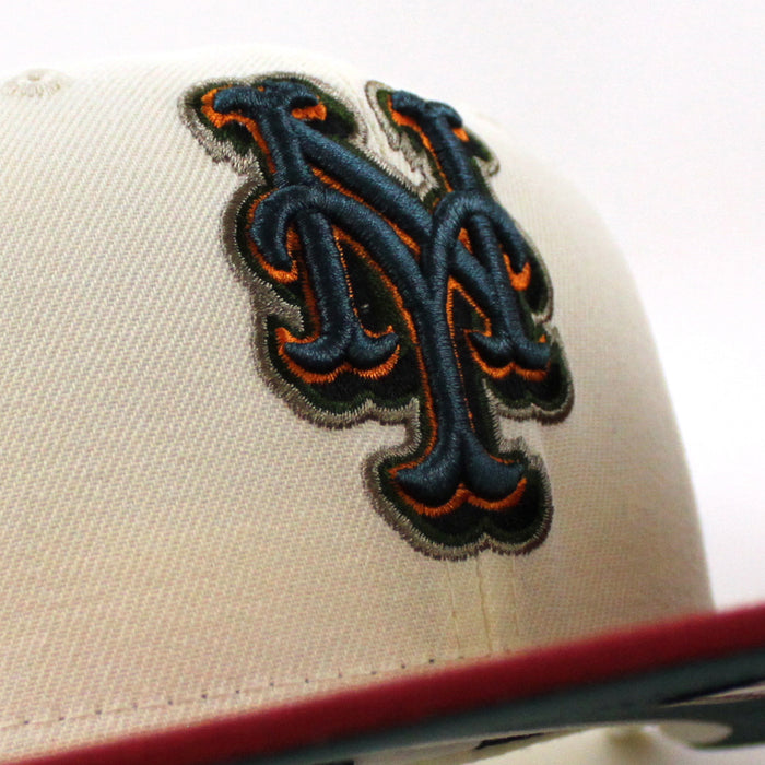New York Mets 40TH Anniversary New Era 59Fifty Fitted Hat (CHROME WHITE PINOT RED PINE NEEDLE GREEN Under Brim)