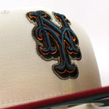 New York Mets 40TH Anniversary New Era 59Fifty Fitted Hat (CHROME WHITE PINOT RED PINE NEEDLE GREEN Under Brim)