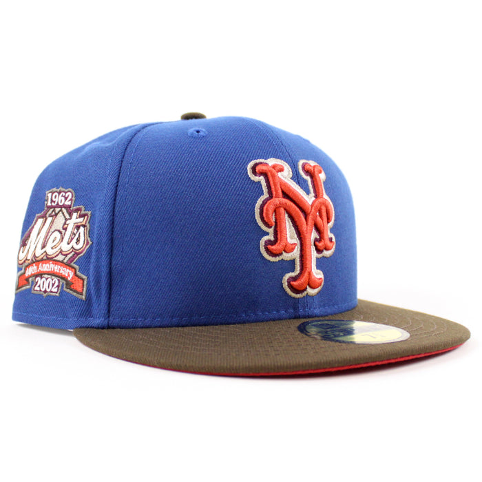 New York Mets 40TH ANNIVERSARY New Era 59Fifty Fitted Hat (Glow in the Dark SongBird Walnut Pinot Red Under Brim)