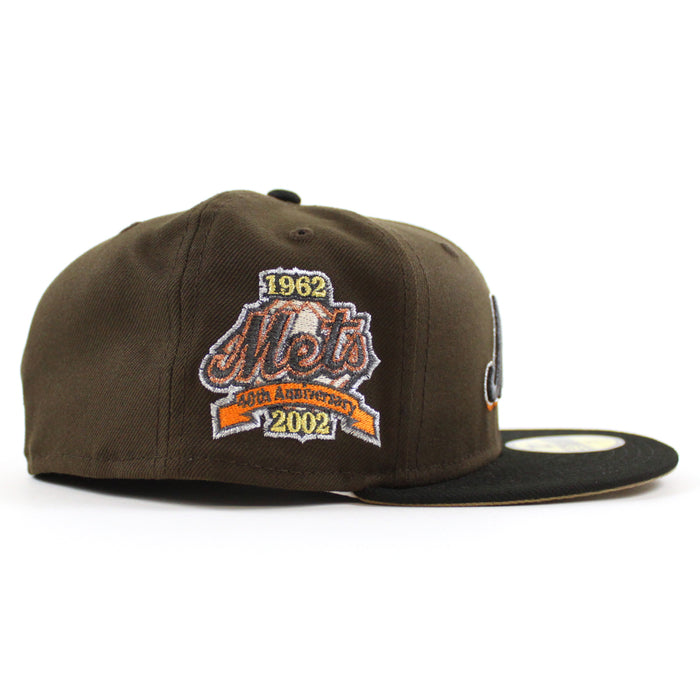 New York Mets 40TH ANNIVERSARY New Era 59Fifty Fitted Hat (Walnut Black Khaki Under Brim)