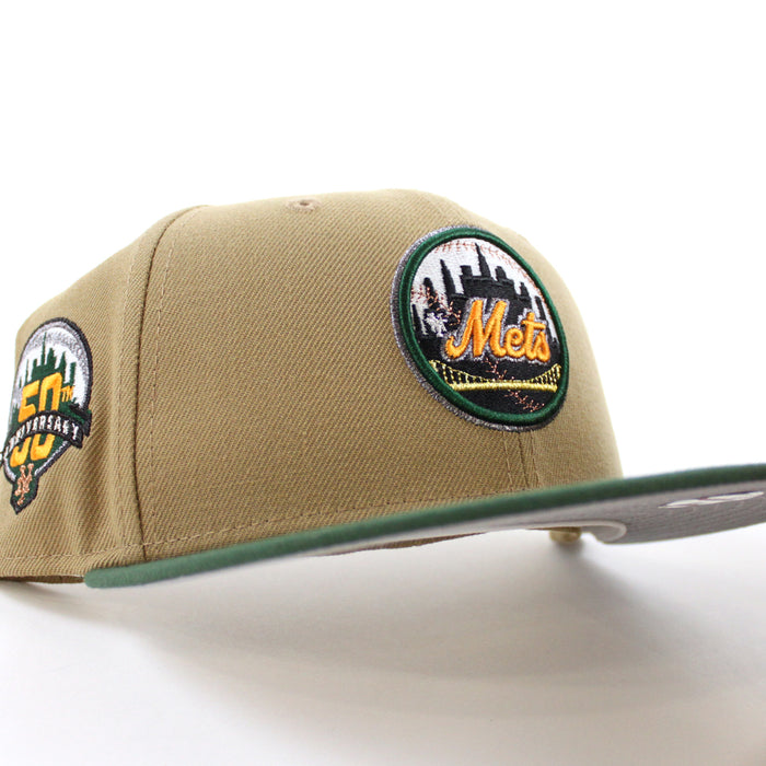 New York Mets 50th Anniversary New Era 59Fifty Fitted Hat (Glow in the Dark khaki Cilantro Gray Under Brim)