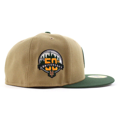 New York Mets 50th Anniversary New Era 59Fifty Fitted Hat (Glow in the Dark khaki Cilantro Gray Under Brim)
