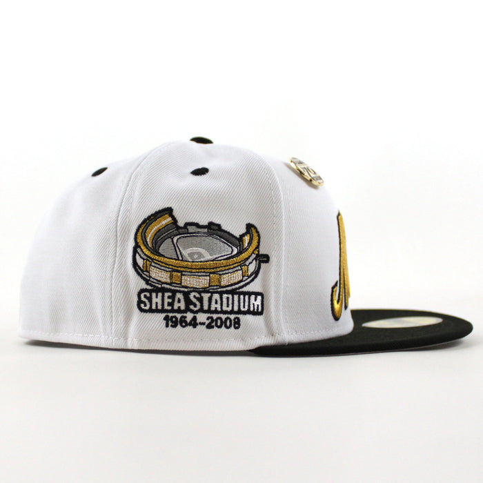 New York Mets 5950 Days Shea Stadium New Era 59Fifty Fitted Hat (White Gold Black Gray Under Brim)
