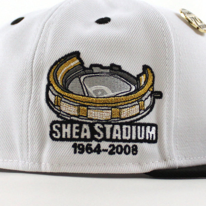 New York Mets 5950 Days Shea Stadium New Era 59Fifty Fitted Hat (White Gold Black Gray Under Brim)