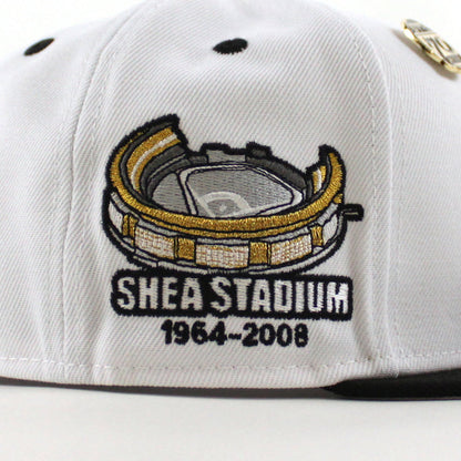 New York Mets 5950 Days Shea Stadium New Era 59Fifty Fitted Hat (White Gold Black Gray Under Brim)