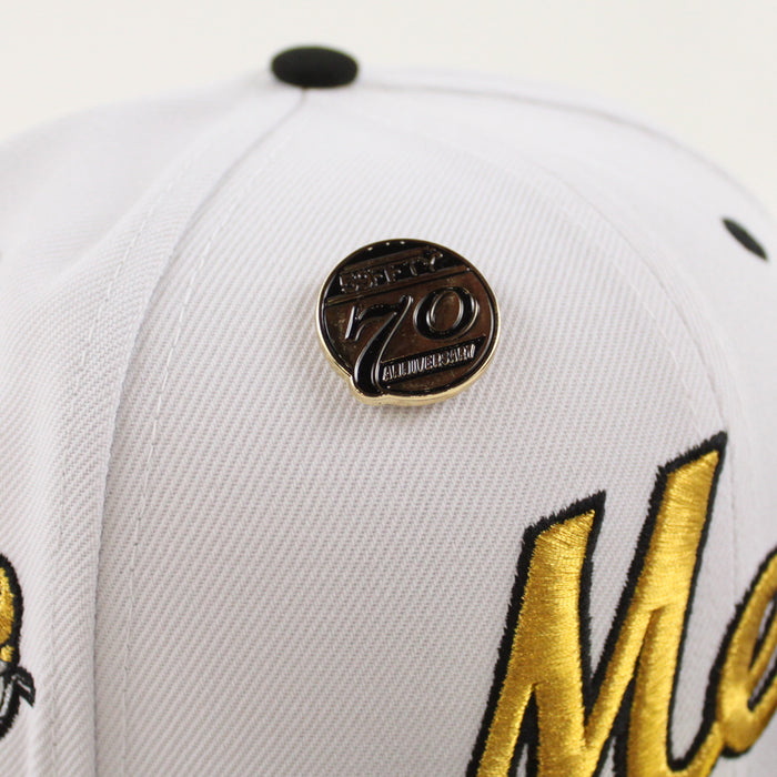 New York Mets 5950 Days Shea Stadium New Era 59Fifty Fitted Hat (White Gold Black Gray Under Brim)